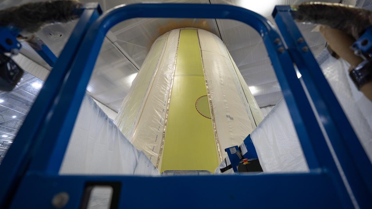 These photos show the launch vehicle stage adapter (LVSA) of NASA’s SLS (Space Launch System) rocket for Artemis III before technicians at NASA’s Marshall Space Flight Center in Huntsville, Alabama, applied the thermal protection system to it. Artemis III will land astronauts on the Moon to advance long-term lunar exploration and scientific discover and inspire the Artemis Generation. Teams at Marshall began applying the thermal protection system material in the spring of 2023. Unlike other parts of the SLS rocket, the thermal protection system material for the LVSA is applied entirely by hand using a spray gun. During application, the technicians use a thin measuring rod to gauge the proper thickness. Once the thermal protection system has cured, certain areas are sanded down to meet parameters. The entire process takes several months.  The LVSA is fully manufactured at Marshall by NASA, lead contractor Teledyne Brown Engineering, and the Jacobs Space Group’s ESSCA contract. The LVSA for Artemis III is the last of its kind as future SLS rockets will transition to its next, more powerful Block 1B configuration beginning with Artemis IV. NASA is working to land the first woman and first person of color on the Moon under Artemis. SLS is part of NASA’s backbone for deep space exploration, along with the Orion spacecraft, advanced spacesuits and rovers, the Gateway in orbit around the Moon, and commercial human landing systems. SLS is the only rocket that can send Orion, astronauts, and supplies to the Moon in a single mission.